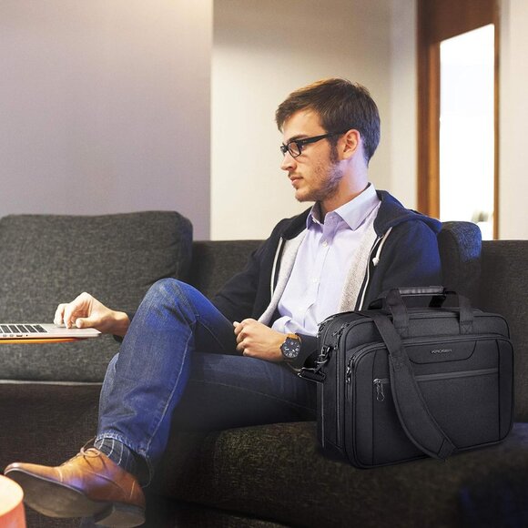 LaptopBag Expandable Laptop Briefcase Fits Up to 17.3Inch Laptop Water-Repellent - Picture 7 of 7